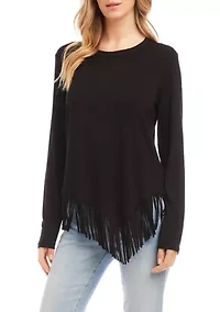Petite Asymmetric Fringe Top