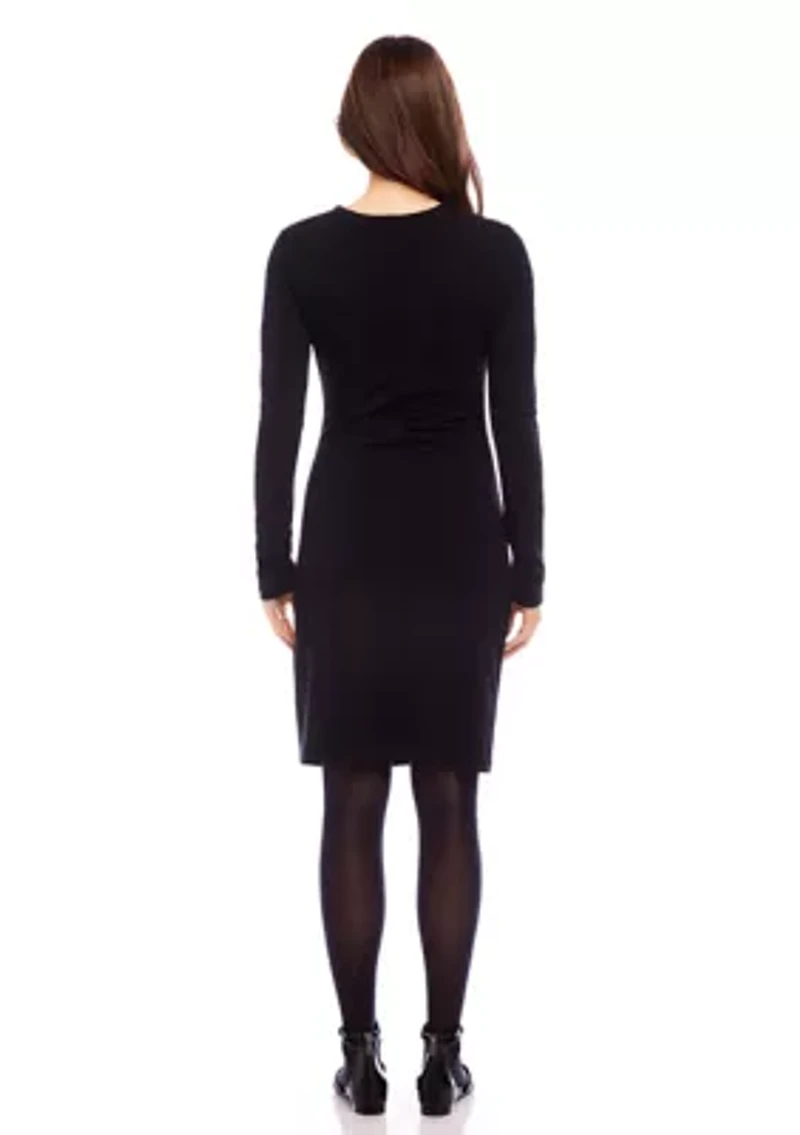 Petite Shirred Long Sleeve Dress