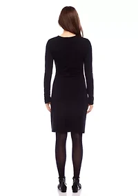 Petite Shirred Long Sleeve Dress