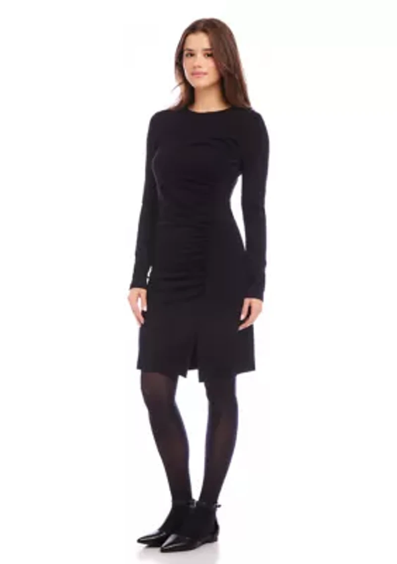 Petite Shirred Long Sleeve Dress