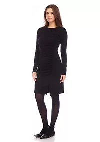 Petite Shirred Long Sleeve Dress