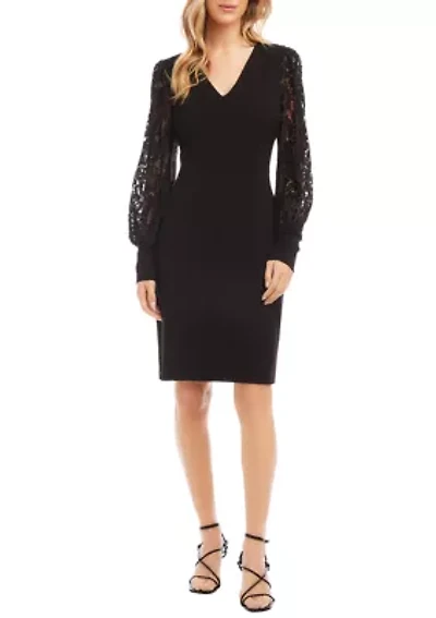 Petite Lace Sleeve Dress