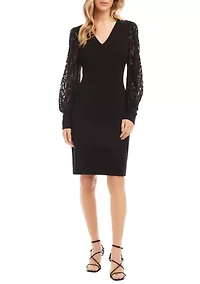 Petite Lace Sleeve Dress