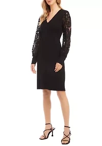 Petite Lace Sleeve Dress