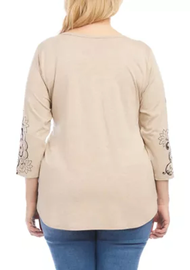 Plus Paisley Print Shirttail Top