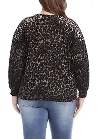 Plus Velvet Burnout Twist Front Top