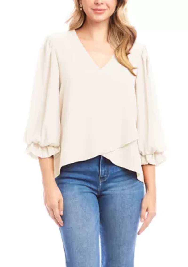 Women's Layered Sleeve Asymmetric Top