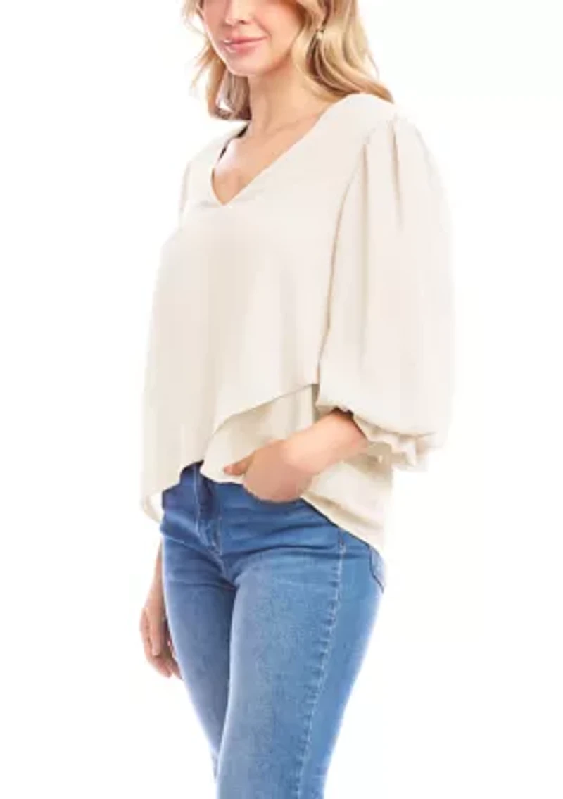 Women's Layered Sleeve Asymmetric Top