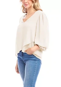 Women's Layered Sleeve Asymmetric Top