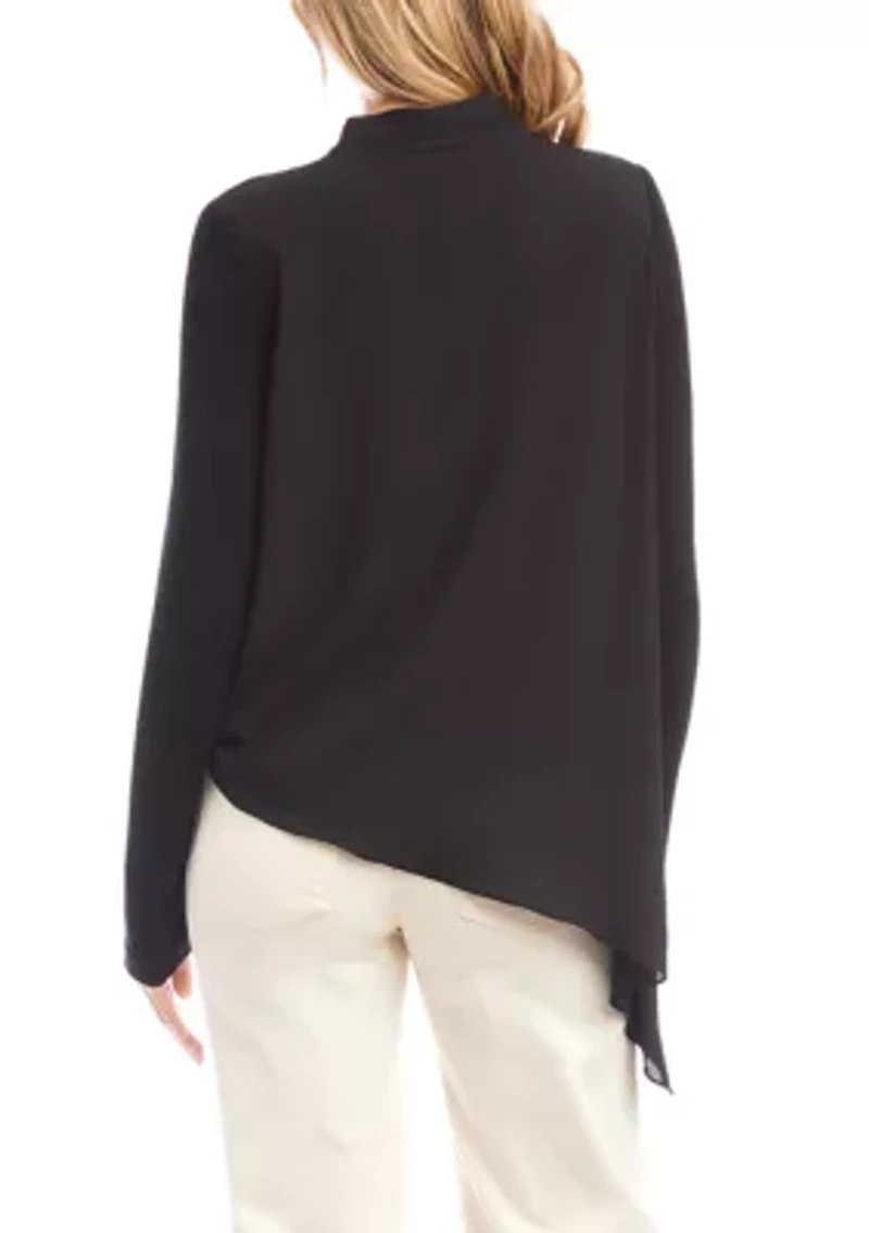 Women's Contrast Double Layer Wrap Top