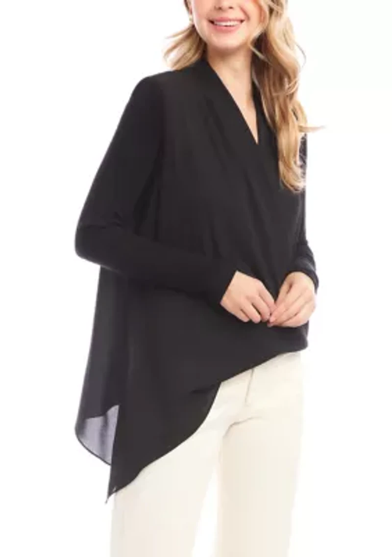 Women's Contrast Double Layer Wrap Top