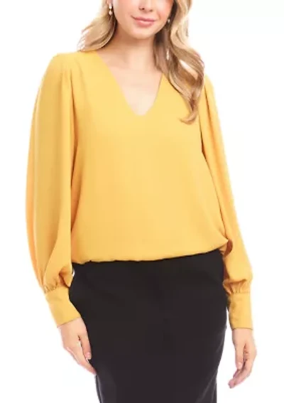 Petite Puff Sleeve V-Neck Top