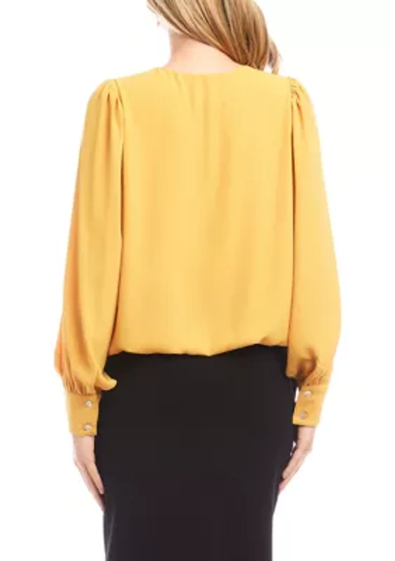 Petite Puff Sleeve V-Neck Top