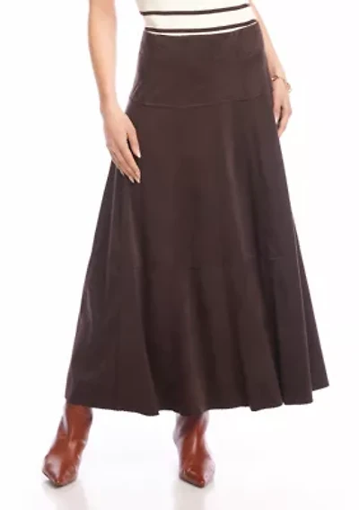 Women's Tiered Faux Suede Midi Skirt