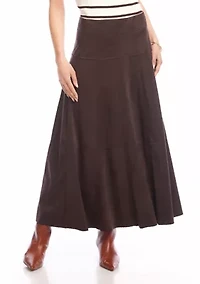 Women's Tiered Faux Suede Midi Skirt