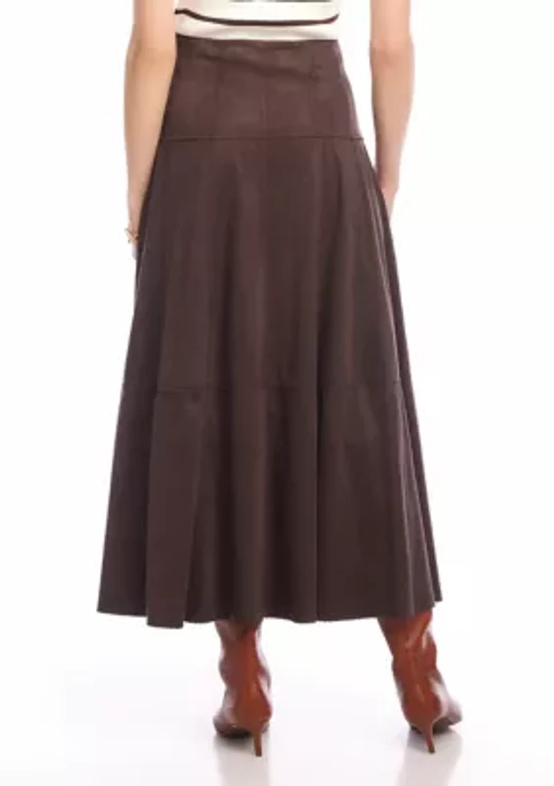 Women's Tiered Faux Suede Midi Skirt