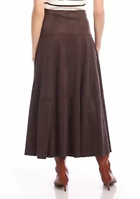 Women's Tiered Faux Suede Midi Skirt