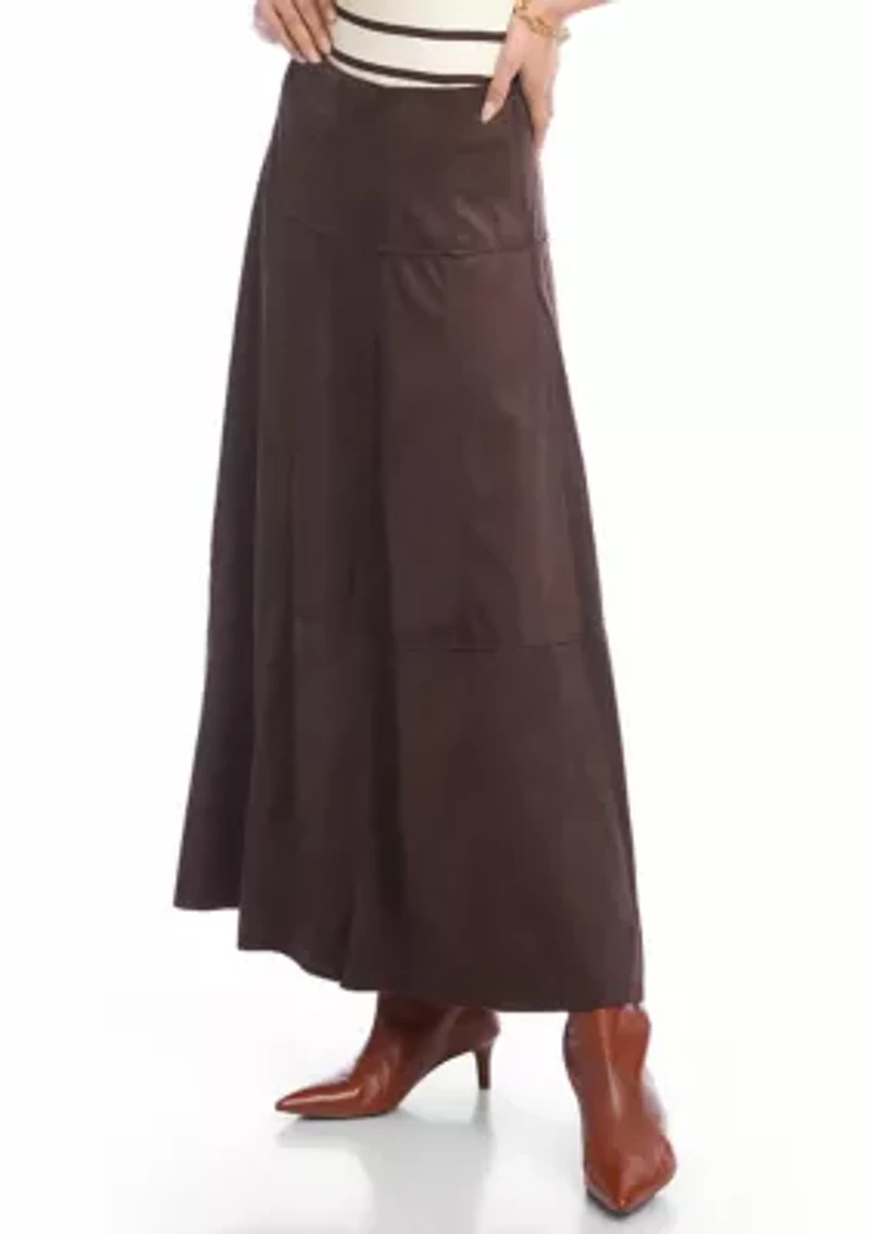 Women's Tiered Faux Suede Midi Skirt