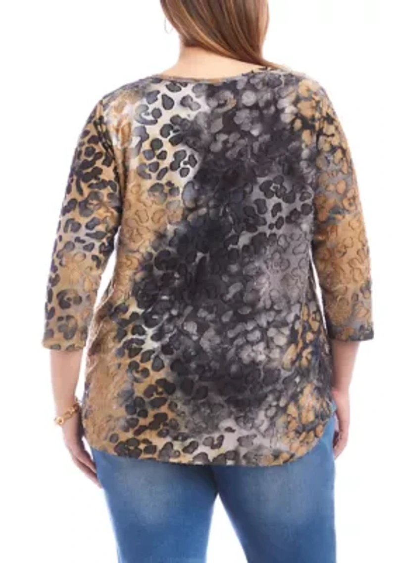 Plus Burnout Shirttail Top