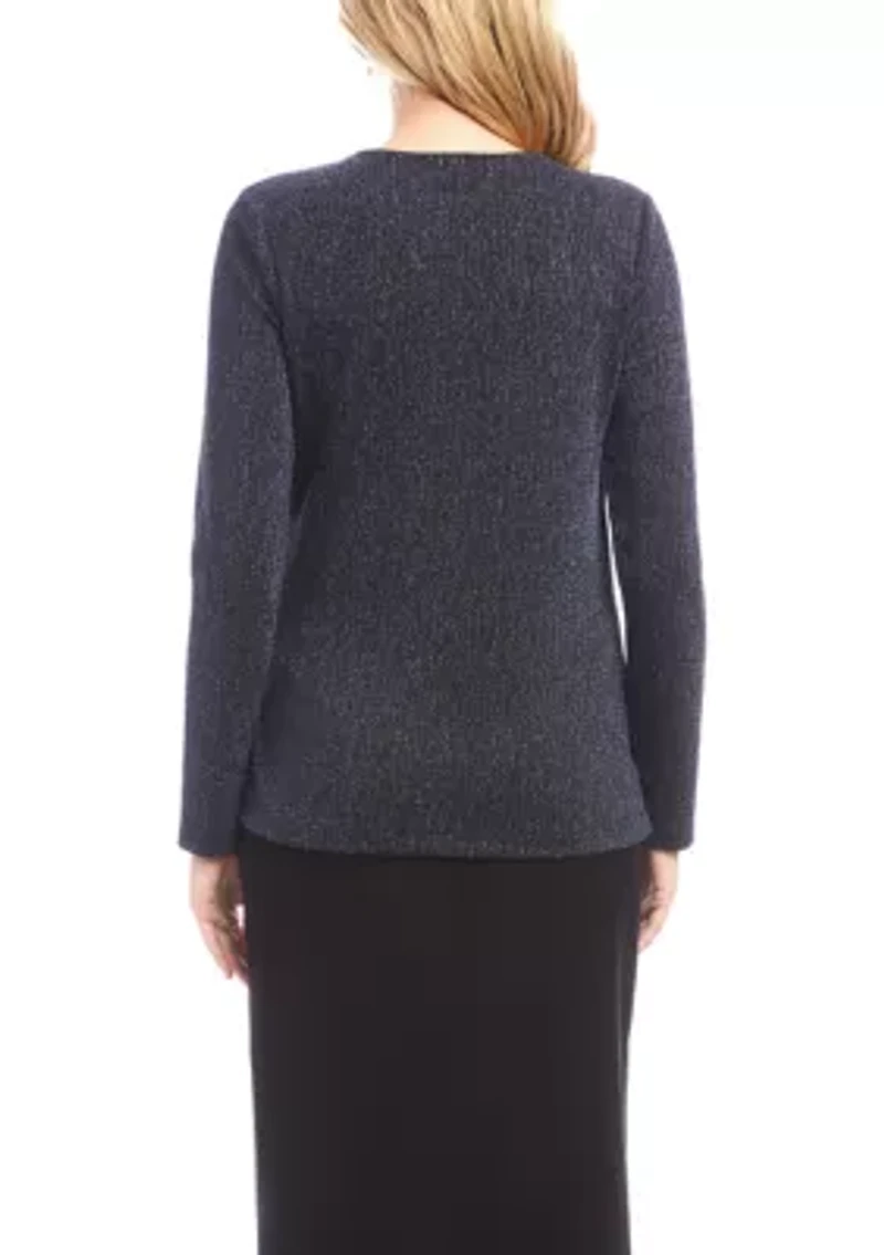 Petite Long Sleeve Side Tie Top