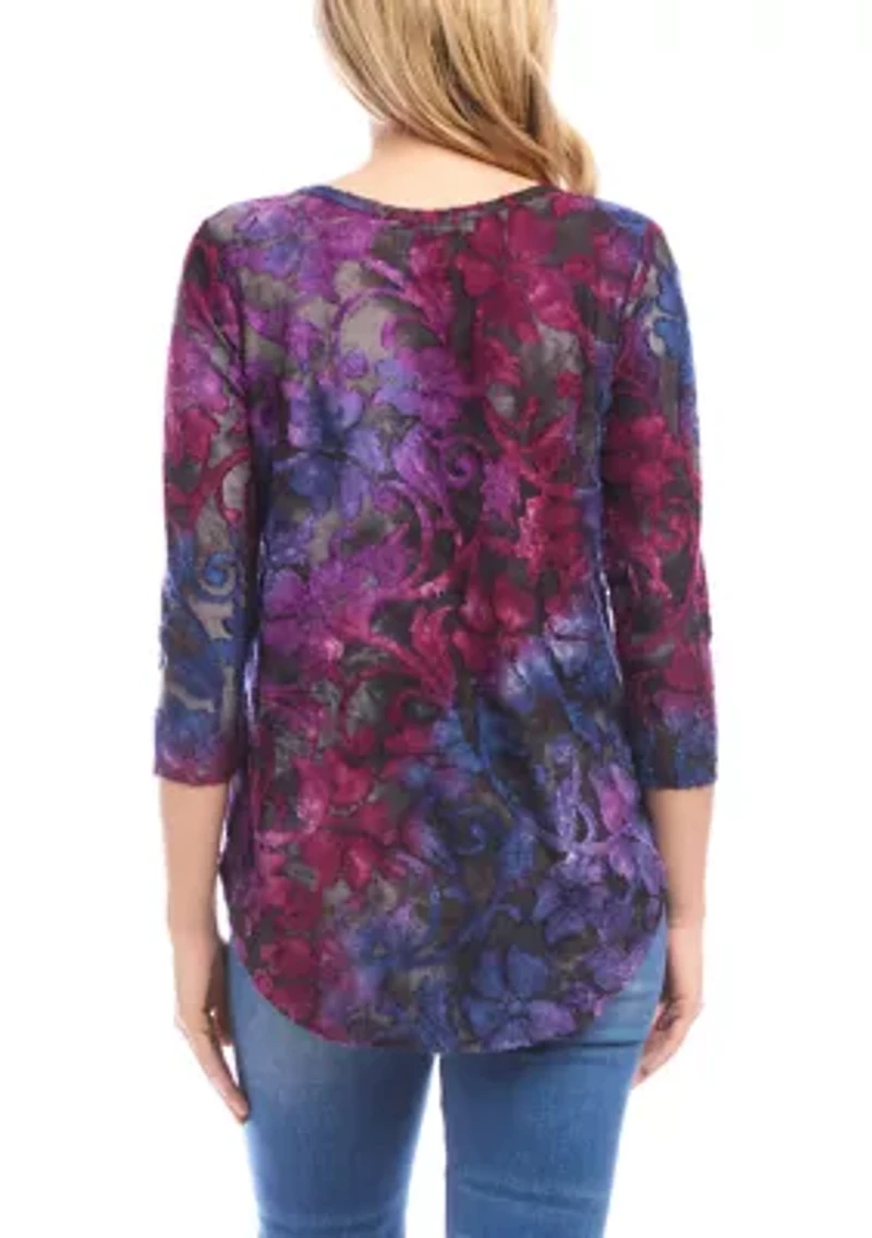 Petite 3/4 Sleeve Shirttail Top