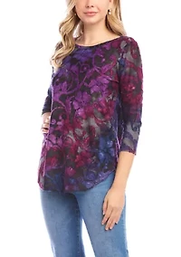 Petite 3/4 Sleeve Shirttail Top