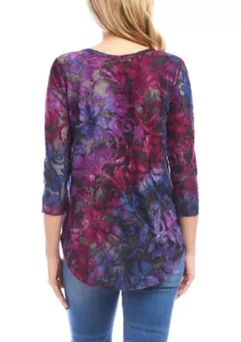 Women's 3/4 Sleeve Shirttail Top