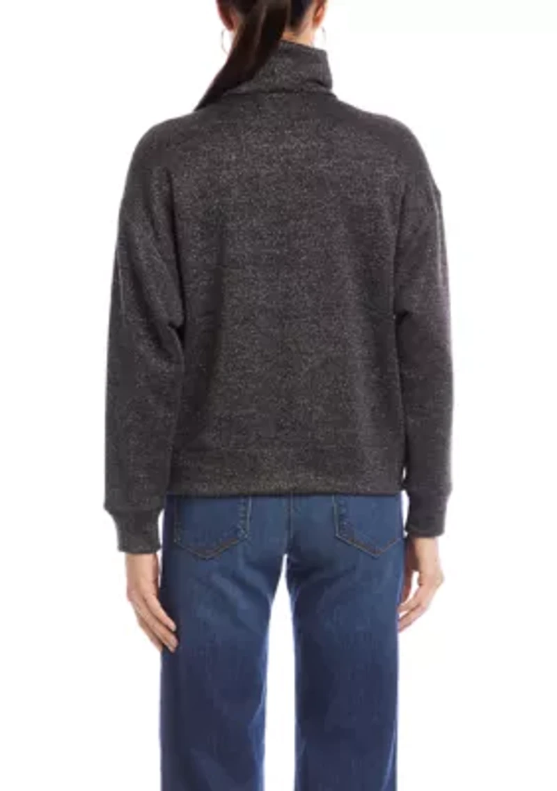 Women's Faux Wrap Turtleneck Top