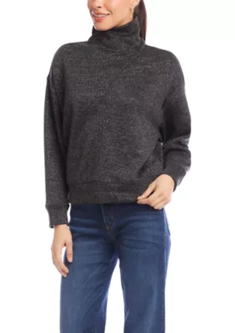 Women's Faux Wrap Turtleneck Top