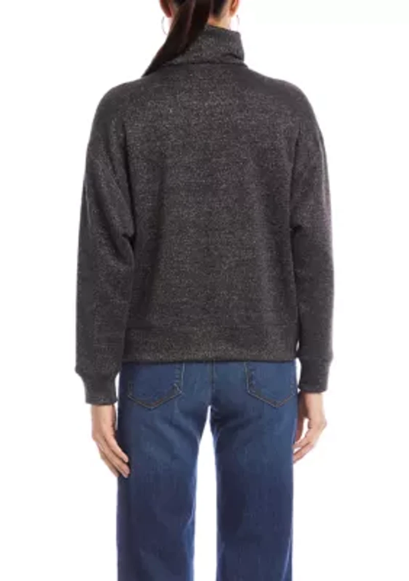 Women's Faux Wrap Turtleneck Top