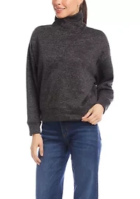 Women's Faux Wrap Turtleneck Top