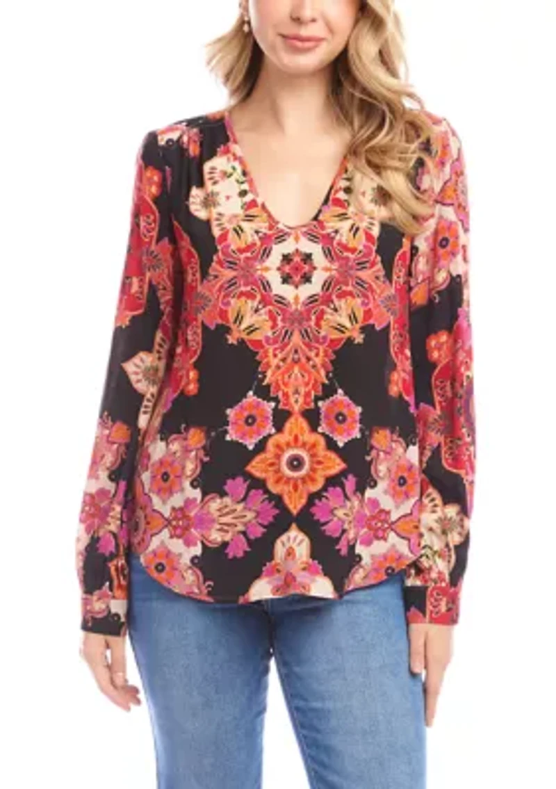Women's Long Sleeve Scoop Neck Blouse