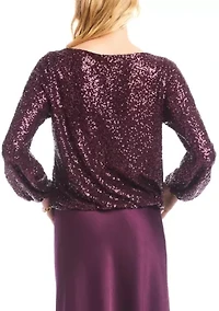 Women's Sequin Boatneck Top