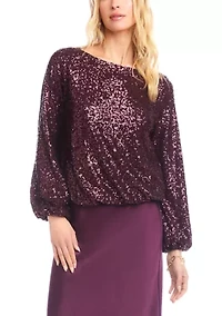 Women's Sequin Boatneck Top