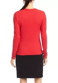 Women's Ribbed Long Sleeve Crew Neck Top