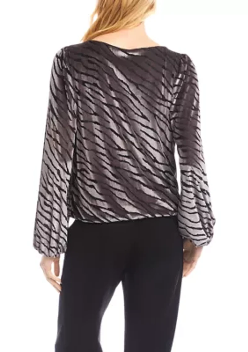 Women's Velvet Burnout Boat Neck Top