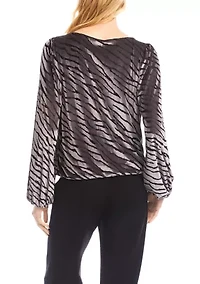 Women's Velvet Burnout Boat Neck Top