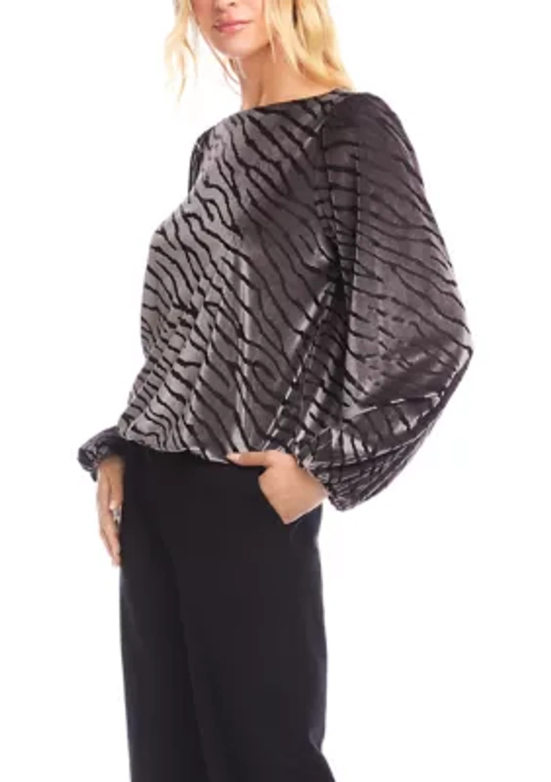 Women's Velvet Burnout Boat Neck Top