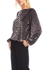 Women's Velvet Burnout Boat Neck Top