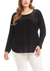 Plus Velvet Burnout Shirttail Top