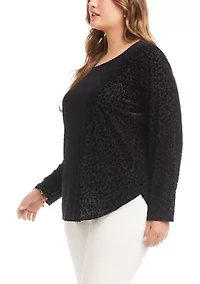 Plus Velvet Burnout Shirttail Top