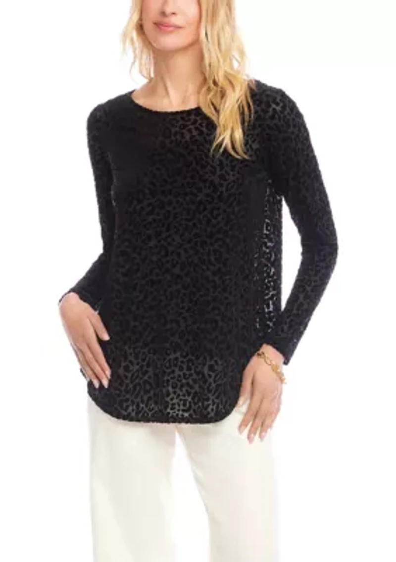Women's Velvet Burnout Shirttail Top