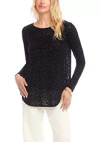 Women's Velvet Burnout Shirttail Top