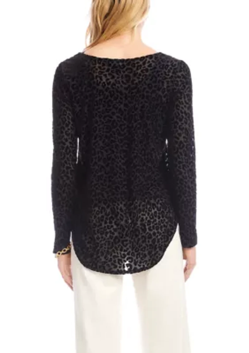 Women's Velvet Burnout Shirttail Top