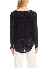 Women's Velvet Burnout Shirttail Top