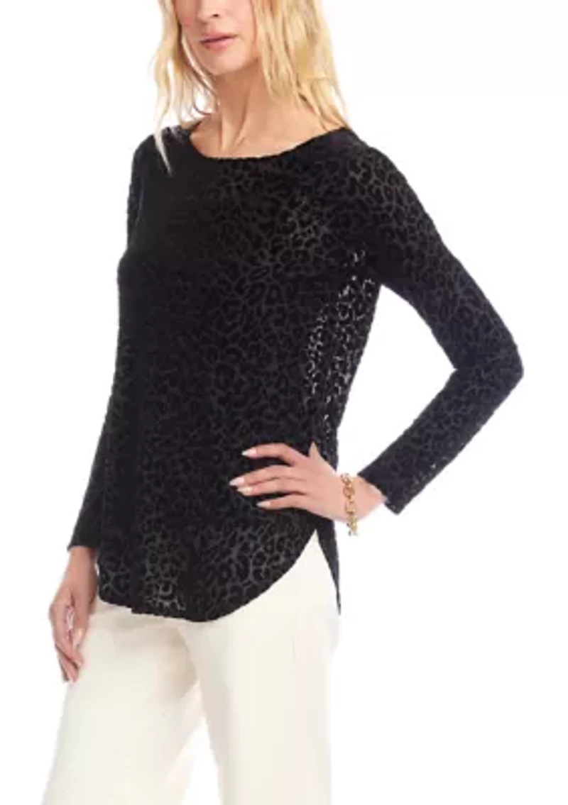 Women's Velvet Burnout Shirttail Top