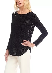 Women's Velvet Burnout Shirttail Top