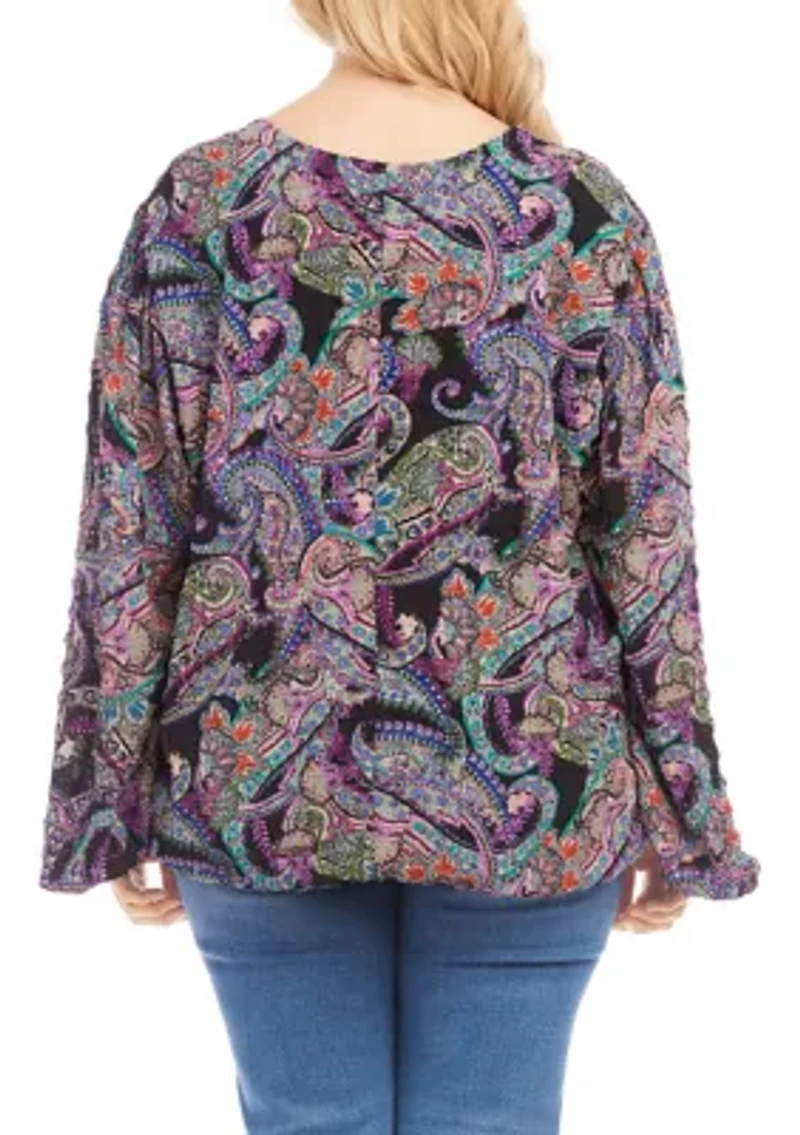 Plus Long Sleeve Blouson Top