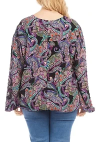 Plus Long Sleeve Blouson Top