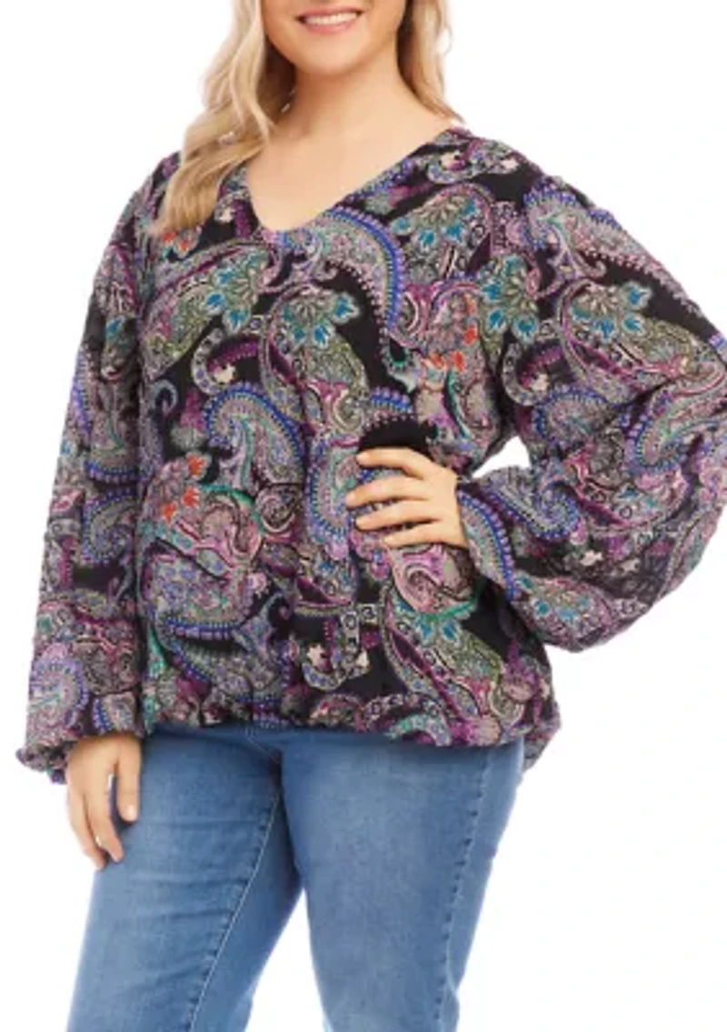 Plus Long Sleeve Blouson Top